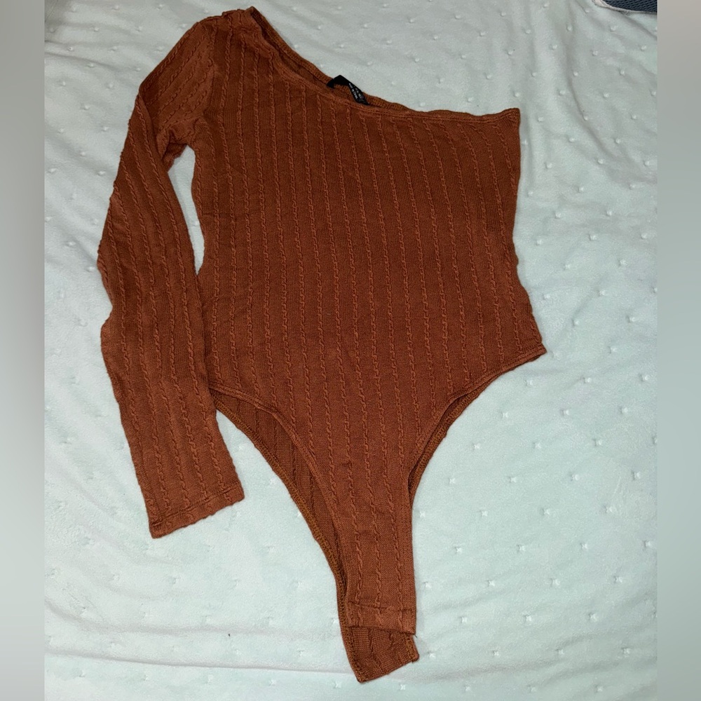 Brown off the shoulder bodysuit